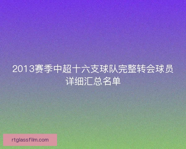 2013赛季中超十六支球队完整转会球员详细汇总名单